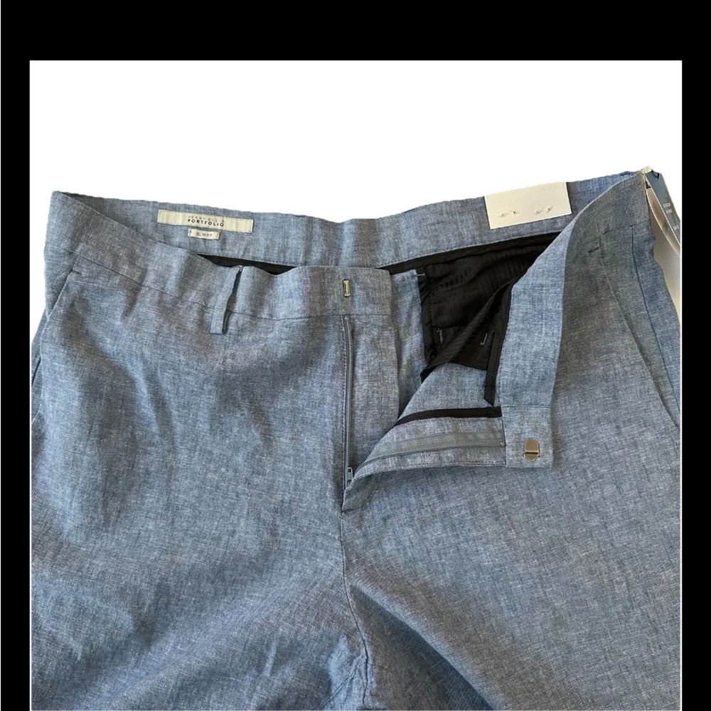 Perry Ellis Men’s Slim Fit Linen Pants Light Blue 36x30 NWT - Picture 7 of 10